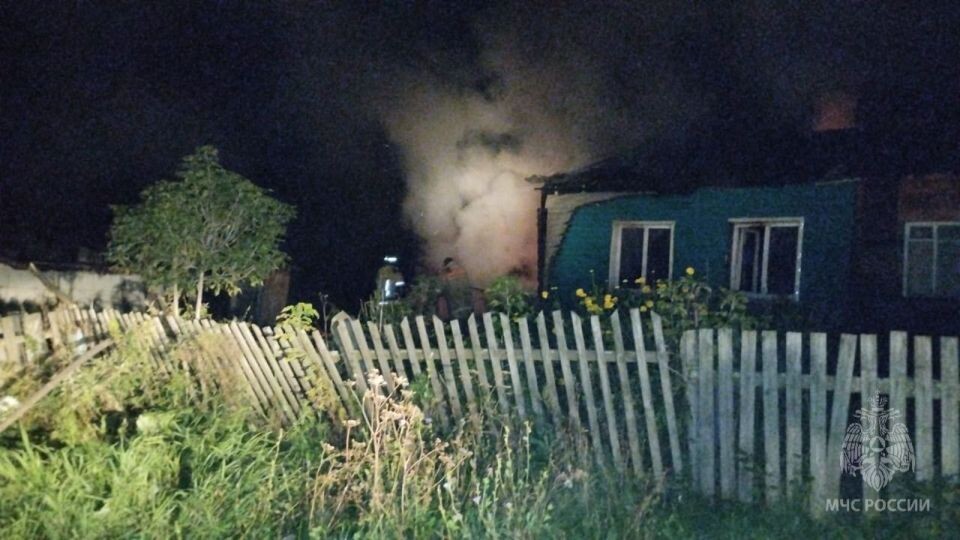    Пожар в селе Новомоношкино. Источник: t.me/mchs_altkray