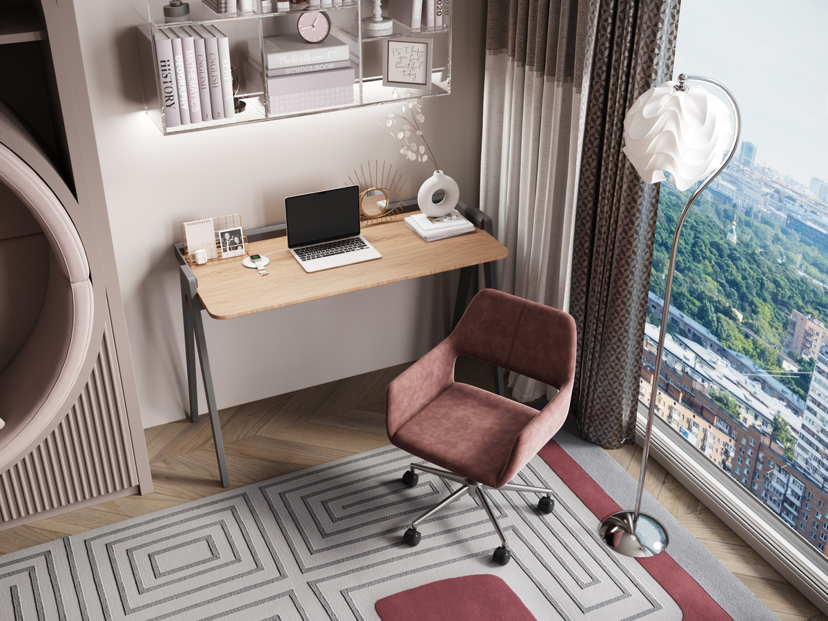 кресло офисное Ross, стол письменный Pyramid, торшер Flake