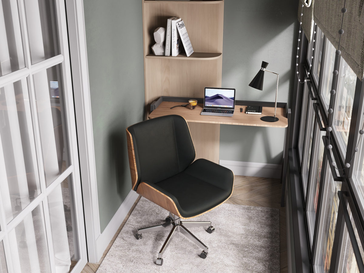 Кресло офисное TopChairs Crown SN черный, Стол письменный Pyramid 118х53 черный, Лампа настольная Moderli V10996-T Page