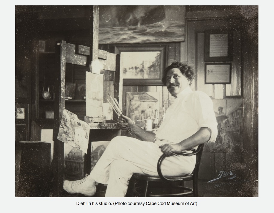 Дил в своей студии. Фото отсюда: https://provincetownindependent.org/arts-minds/2024/05/29/arthur-v-diehls-restless-imagination/