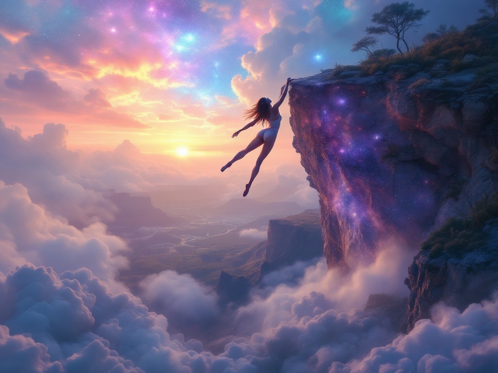    К чему такое снится: Я нарисовал бы женщину, ухватившуюся руками за край утёса, ноги свешиваются в воздухе над пропастью. Фоном - открытый пейзаж с долиной под ней. Видно, как она начина