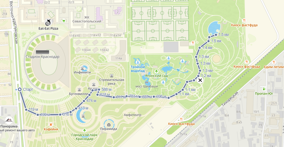 Для приезжающих на общественном транвпорте маршрут к фонтану Ротонда и новым локациям мог быть примерно такой