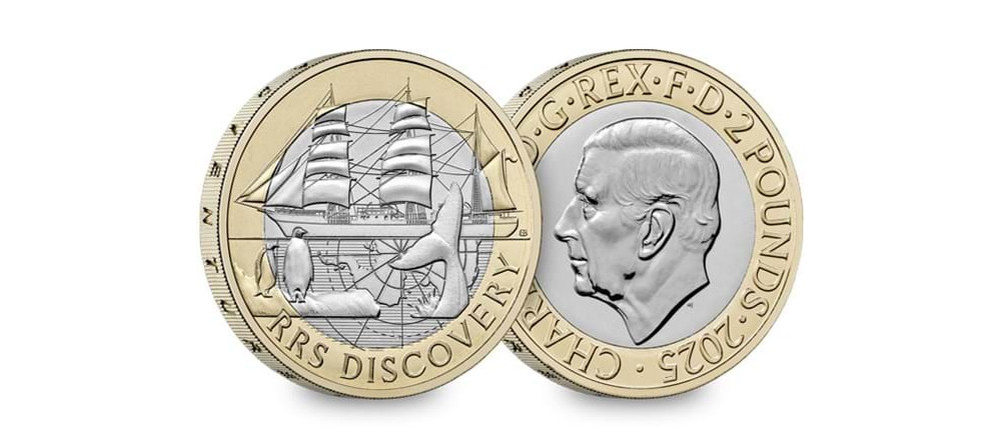   Монета Великобритании 2025 года 2 фунта RRS Discovery антарктическая экспедиция