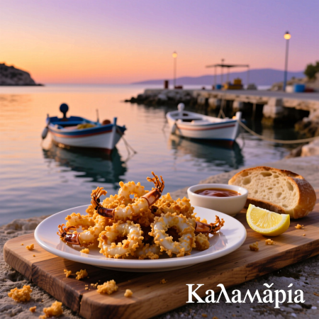 Кальмары (Καλαμάρια — Kalamária) — хрустящие