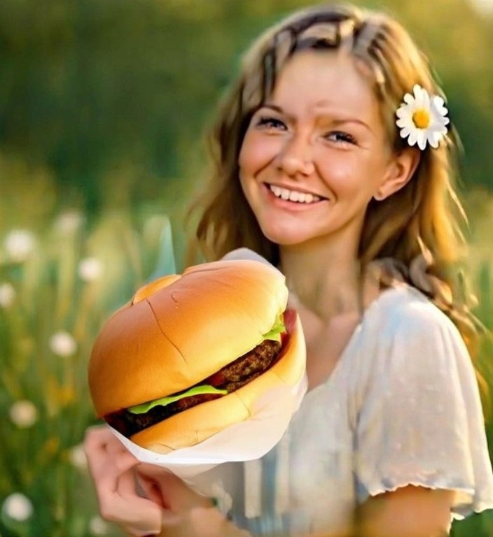 Создано ии. Большооой бургер.