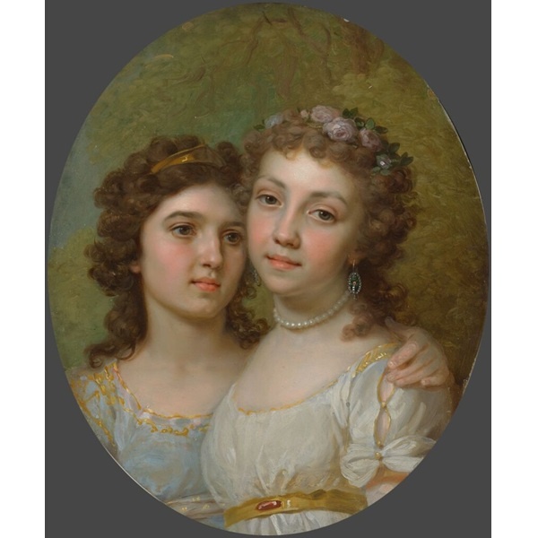 Владимир Боровиковский. Лизынька и Дашинька. 1794. Цинк, масло. 31,8 x 26,1. Государственная Третьяковская галерея