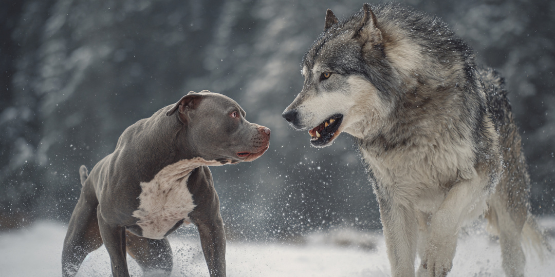 Почему ни один питбуль не сможет победить даже молодого волка