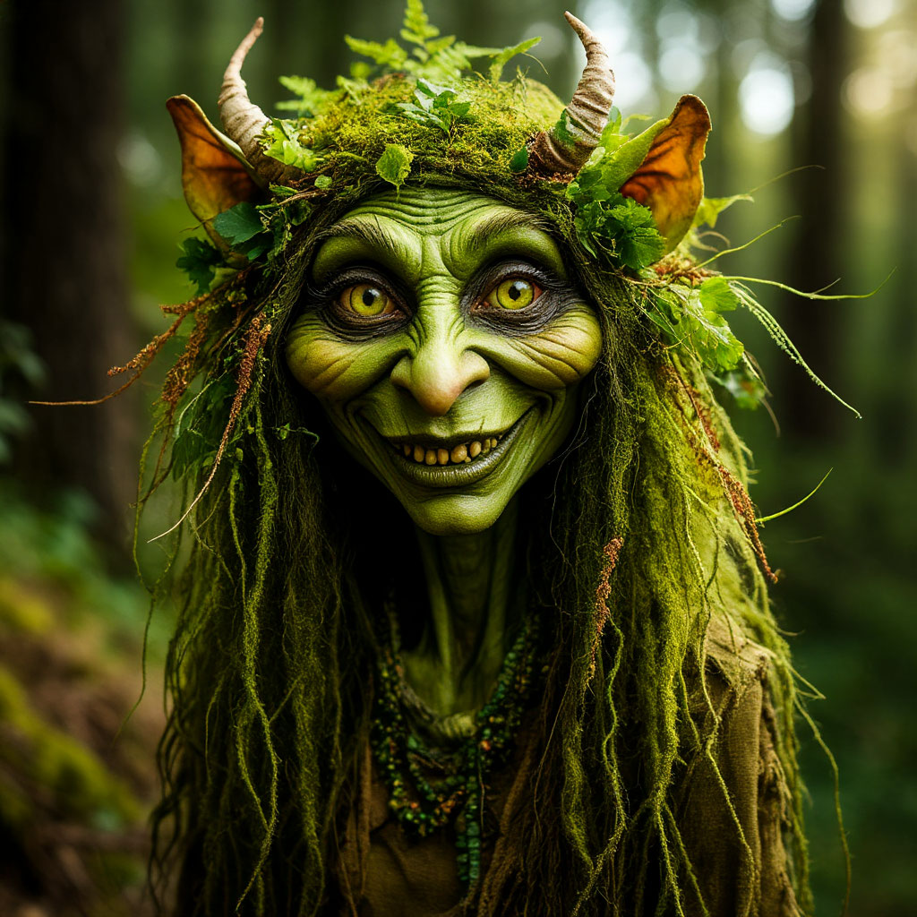 Нейросеть Шедеврум рисует кикимору.