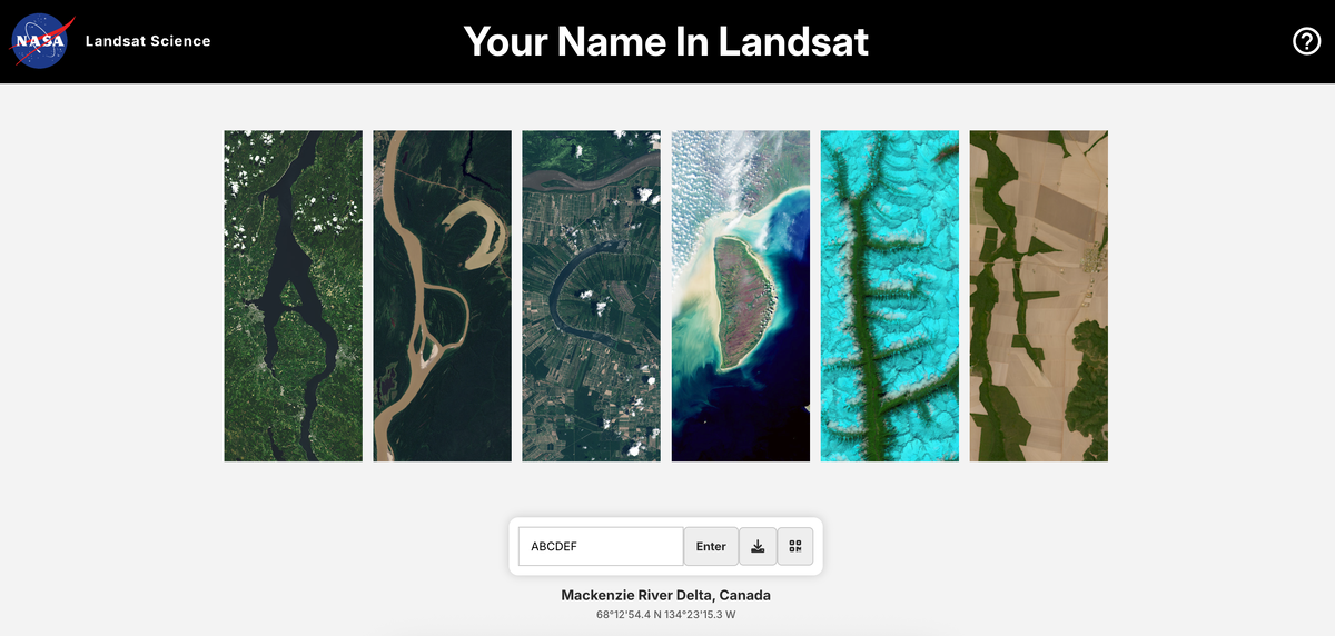 Скриншот "Your name in Landsat"