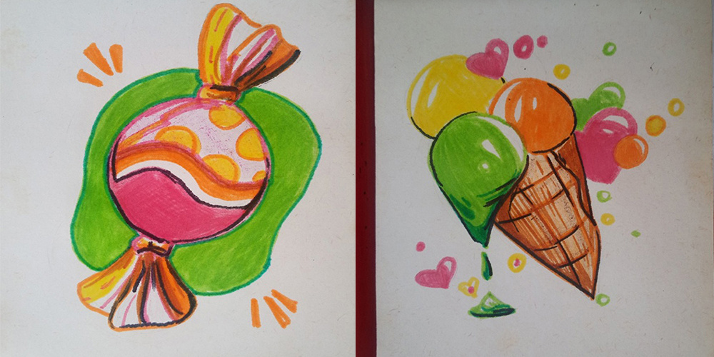 3 конфета, 4 мороженое