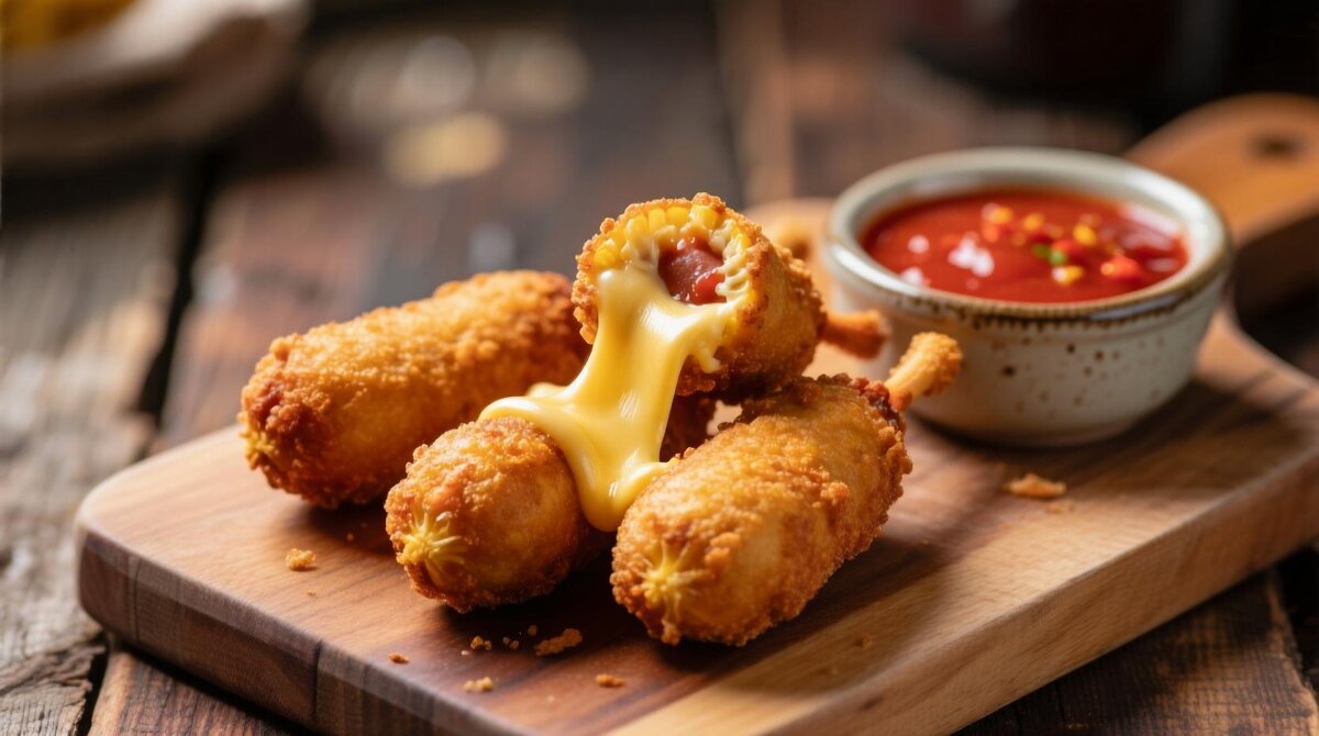 Мини-корн-доги с сыром и соусом чили: быстрый корейский перекус