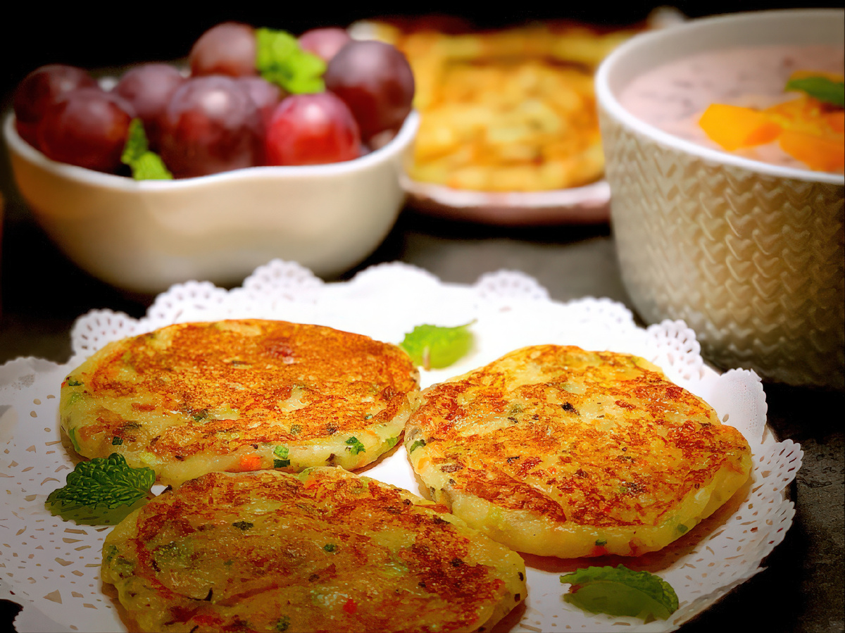 Рецепт: Драники с зеленью