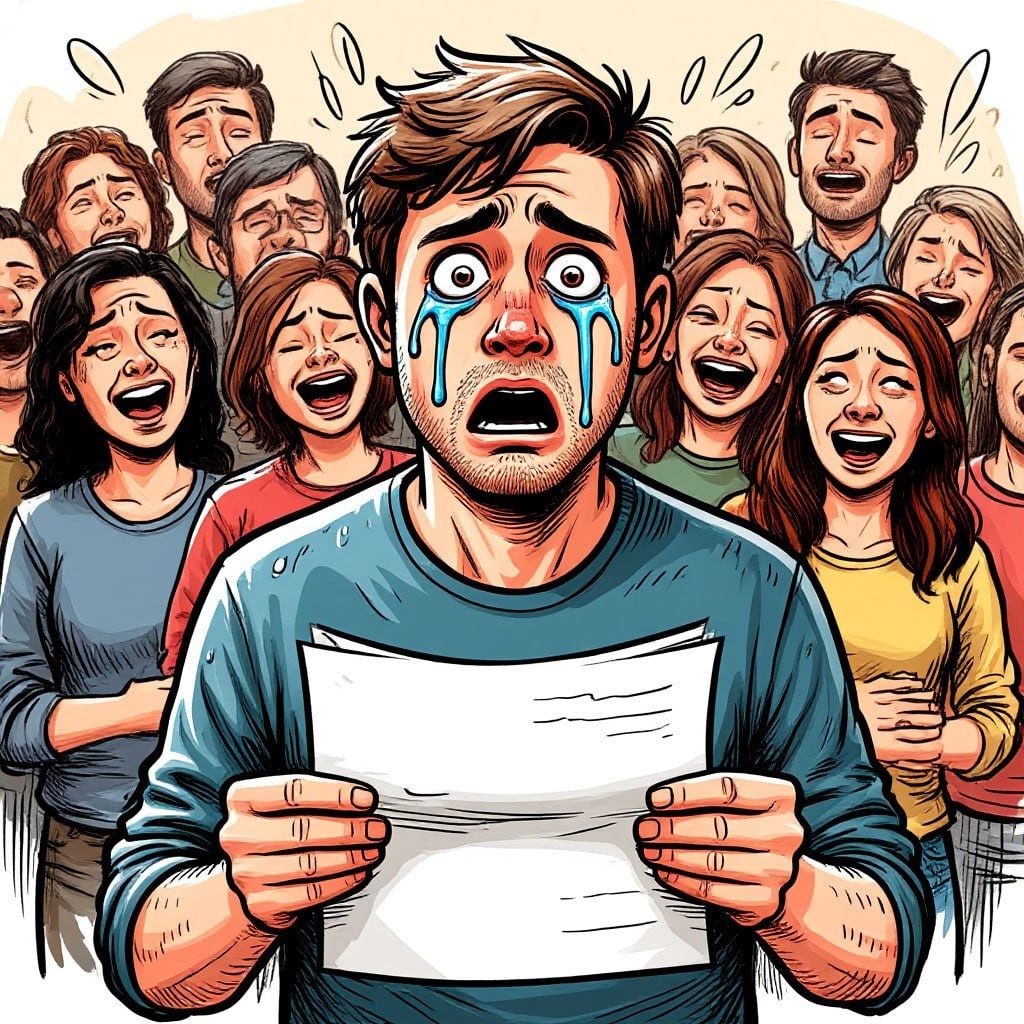 Мем про то, как на самом деле создаётся юмористический контент. Подписчикам читать смешно, а вот автору порой приходится в мытарствах, поту и слезах выдумывать шутки. Поэтому он не выглядит весёлым)