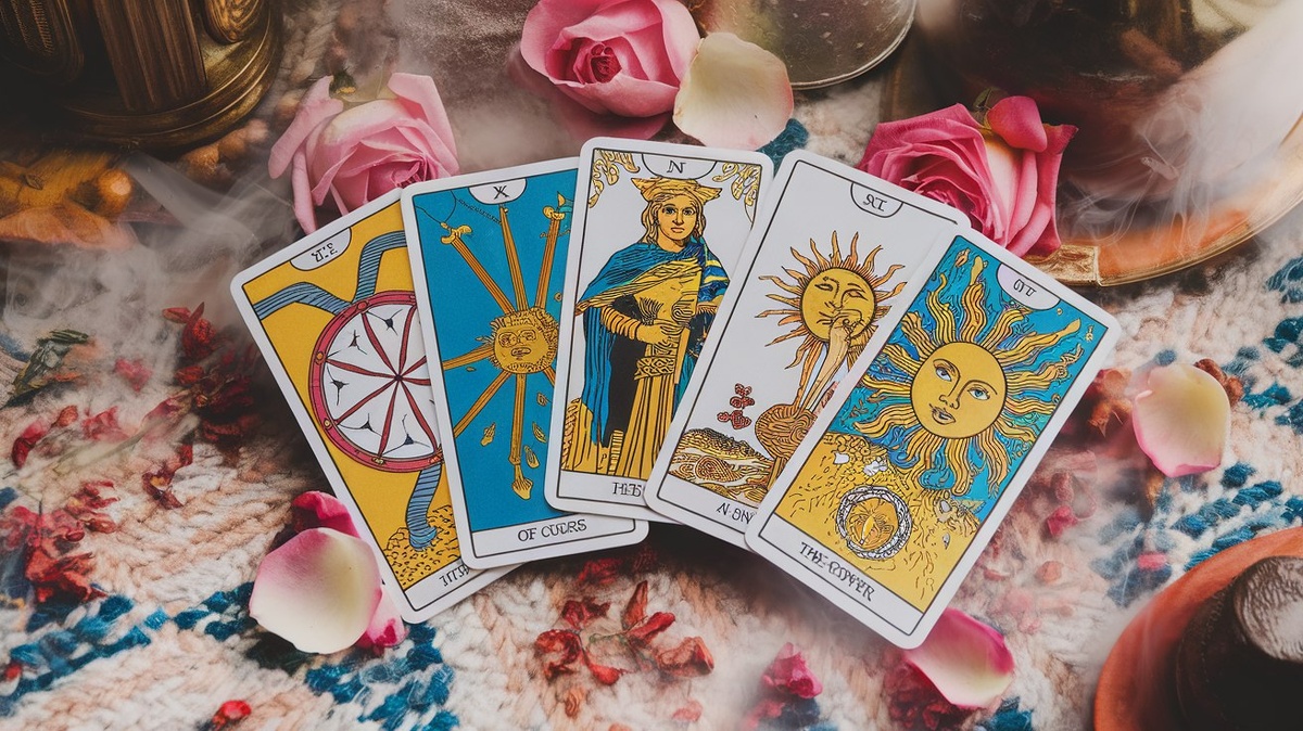 Колесо фортуны Туз кубков Девятка мечей Солнце Сила 