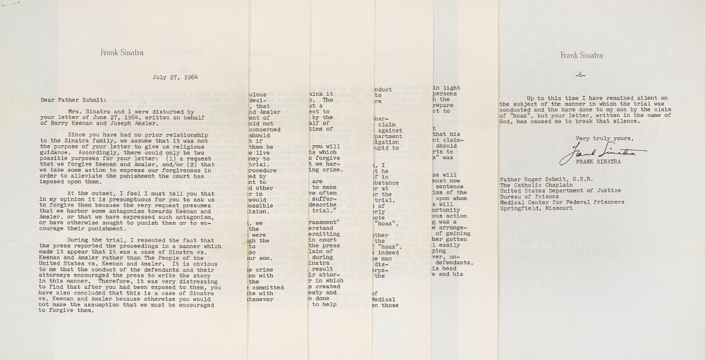     Письмо Фрэнка Синатры / Фото: сайт аукциона Bonhams