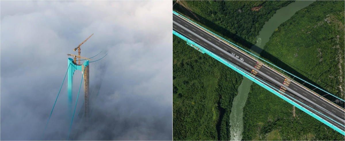    Строительство подвесного моста Хуацзян–Каньон началось в январе 2022 года. Источник изображений: vokrugsveta.ru