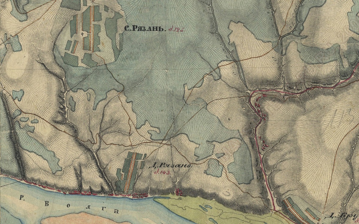 Село Рязань на карте 1860 года