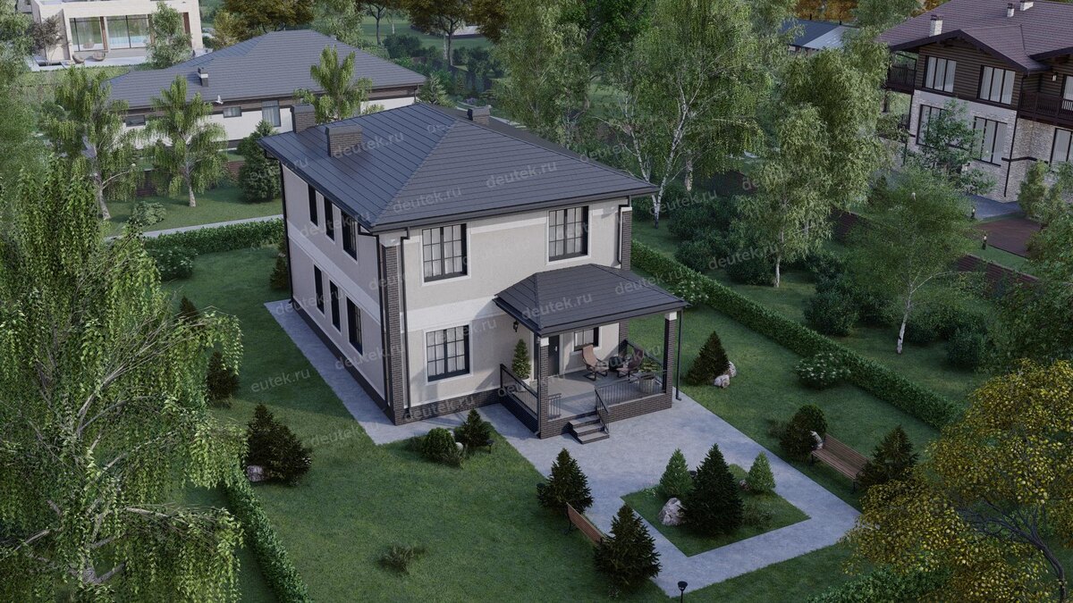 Проект двухэтажного дома 170 м2 с четырьмя спальнями