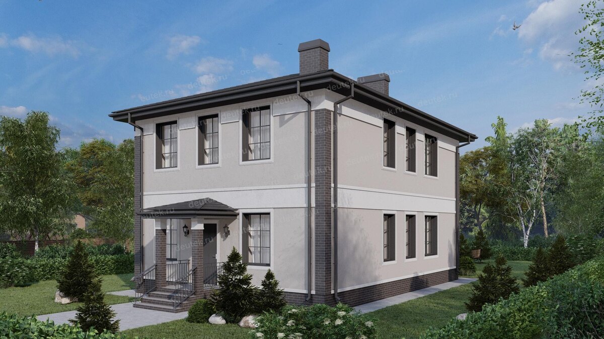 Проект двухэтажного дома 170 м2 с четырьмя спальнями