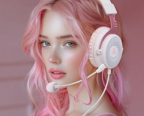 Игровые наушники розовые EKSA E900 PK проводные, 3.5 мм, игровая гарнитура с шумоподавлением, съемный микрофон, объёмный звук, укрепленное оголовье для наушников, наушники для девушек, PINK