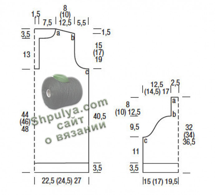 Выкройка вязаного пуловера