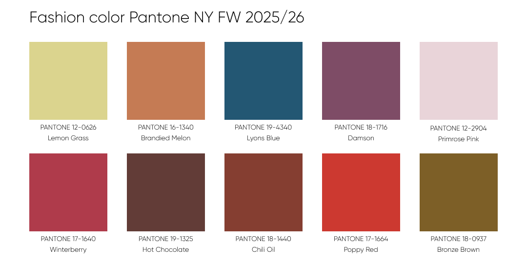Трендовые оттенки сезона осень-зима 2025/26 по версии Pantone