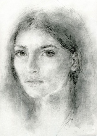 Джуна Бьяджони. Портрет углём. 2017.