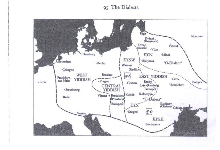 распространение диалектов идиша