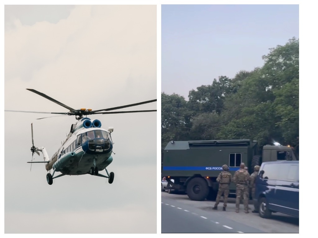 Как и в мае этого года после серии хлопков в воздух подняли вертолёт. Roman Naumov / URA.RU