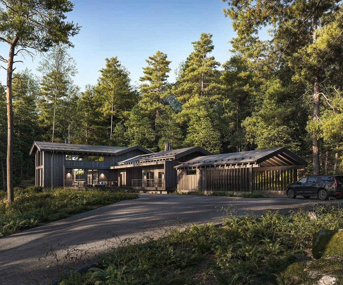 Проект двухэтажнгого дома в стиле Хай-Тек "Ривер Клаб" компании NATURI