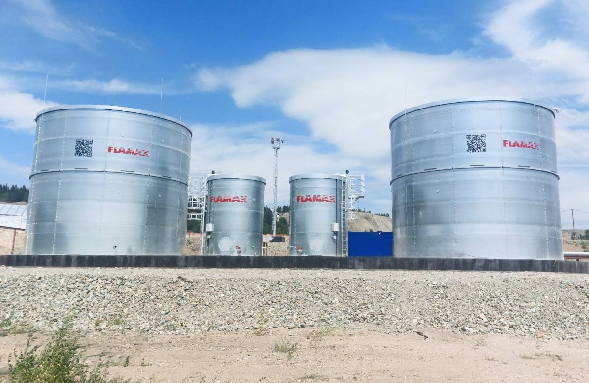 Сборные стальные резервуары FLAMAX для хранения противопожарного запаса 2 по 505м3 и питьевого - 2 по 25м3, Бурятия.
