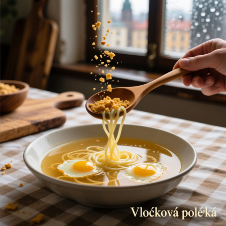 🇨🇿 Крепкий бульон с яйцом (Vločková polévka / Влоска поливка)