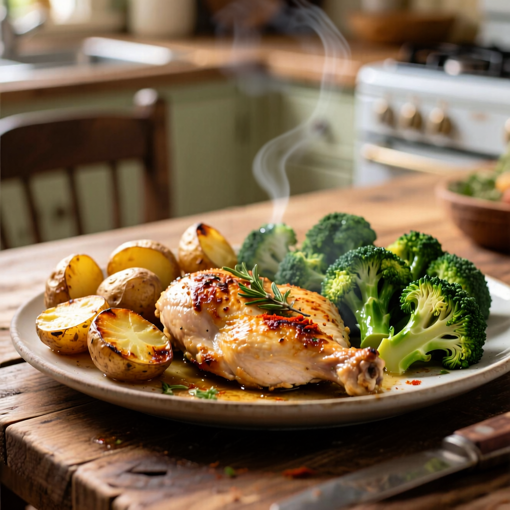 Если вы устали от вечной дилеммы «что приготовить», сохраните этот рецепт. Запечённая куриная грудка с картофелем и брокколи на одном противне — ваше спасение в будни. А ещё это блюдо, которое не стыдно подать и на праздничный стол, если красиво его оформить. 😉
