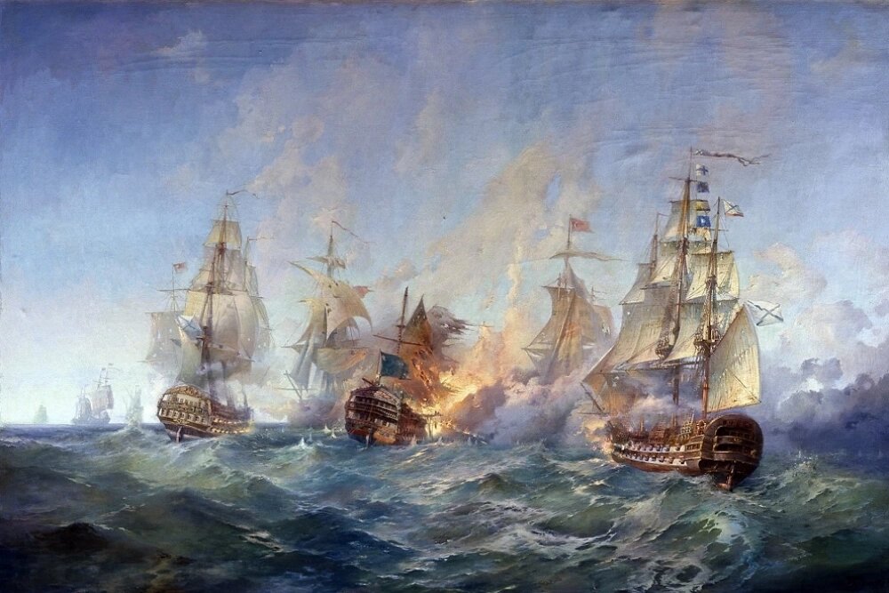    «Сражение у мыса Тендра 28–29 августа 1790 года» — картина Александра Блинкова, созданная в 1955 году. Фото: Commons.wikimedia.org