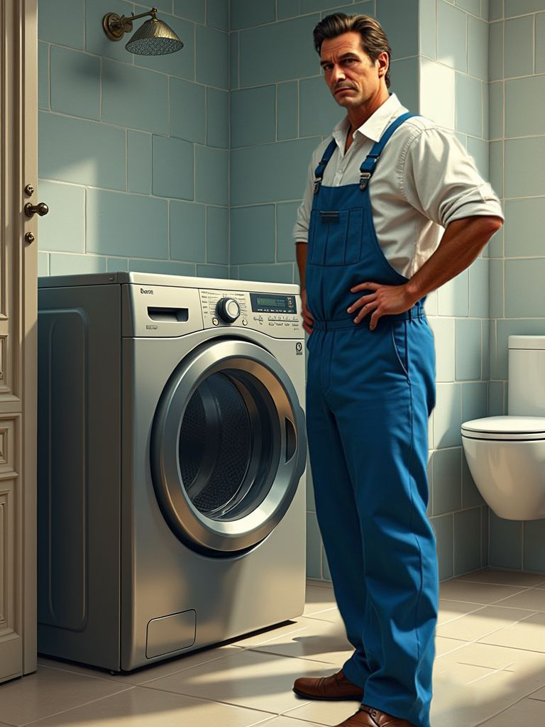 Мастер пришел чинить стиральную машинку.