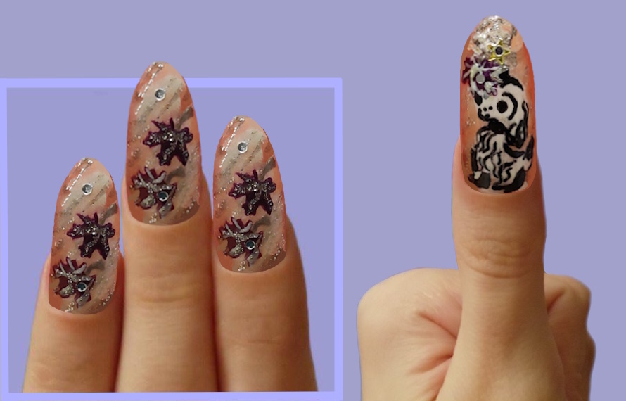 Коллаж. Ногтевой дизайн Осенний Дождь и Спаниэль (Нежность Осени)