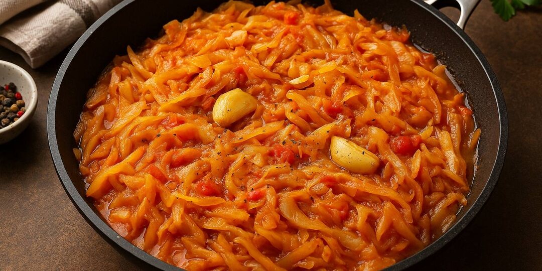 Просто, но вкусно: капуста с томатами и чесноком