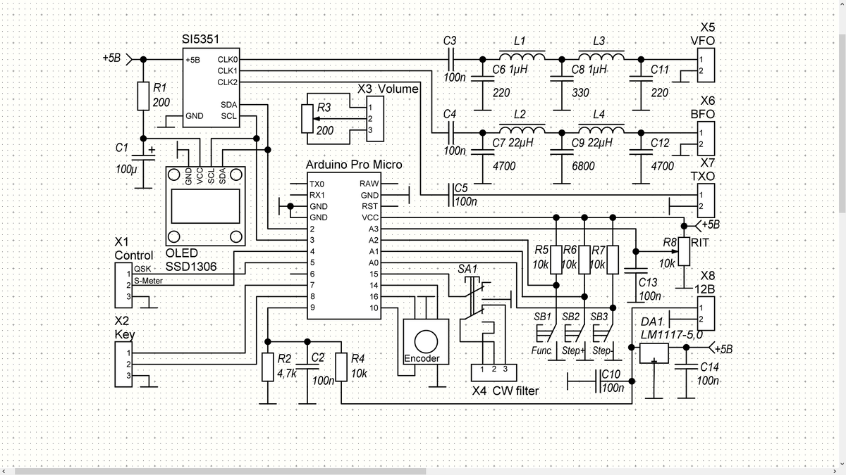 Принципиальная схема синтезатора телеграфного трансивера