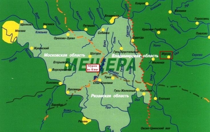 Мещера на карте.