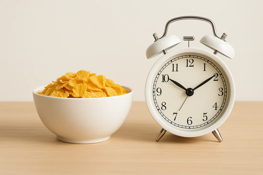Время завтрака, а не традиции, влияет на здоровье больше, чем слоган на коробке с хлопьями.