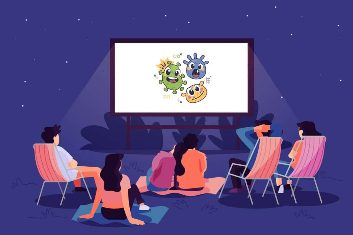    Люди смотрят фильмы с «хорошими микробами» / © Microbial Biotechnology, Manuel Sánchez-Angulo