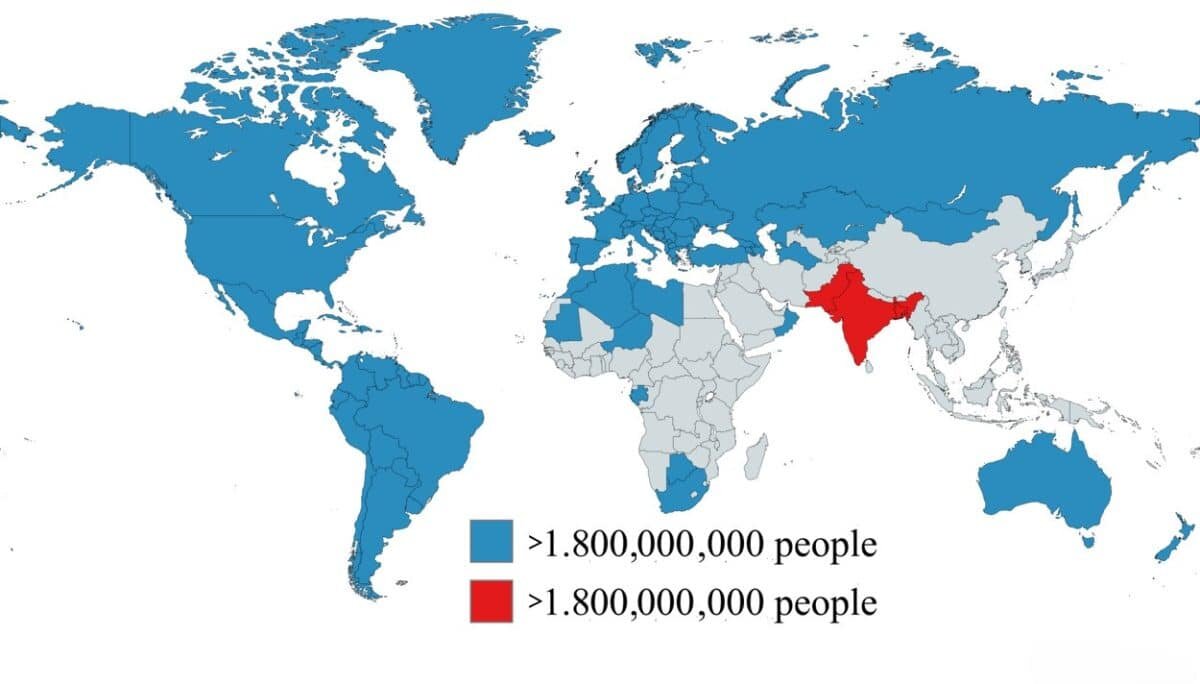    Инфографика: в Индии, Бангладеше и Пакистане проживает более 20% населения мира / © Reddit