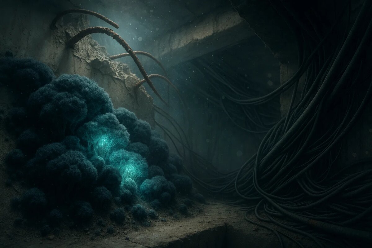 Так выглядит жизнь, победившая смерть. Эти колонии гриба Cladosporium sphaerospermum были обнаружены внутри чернобыльского саркофага, где уровень радиации смертелен для человека за минуты. Они не просто выживают — они процветают, используя радиацию как источник энергии. Их тёмный цвет — не случайность, а ключевая часть защитного механизма. Это открытие заставило учёных полностью пересмотреть представления о пределах жизни.