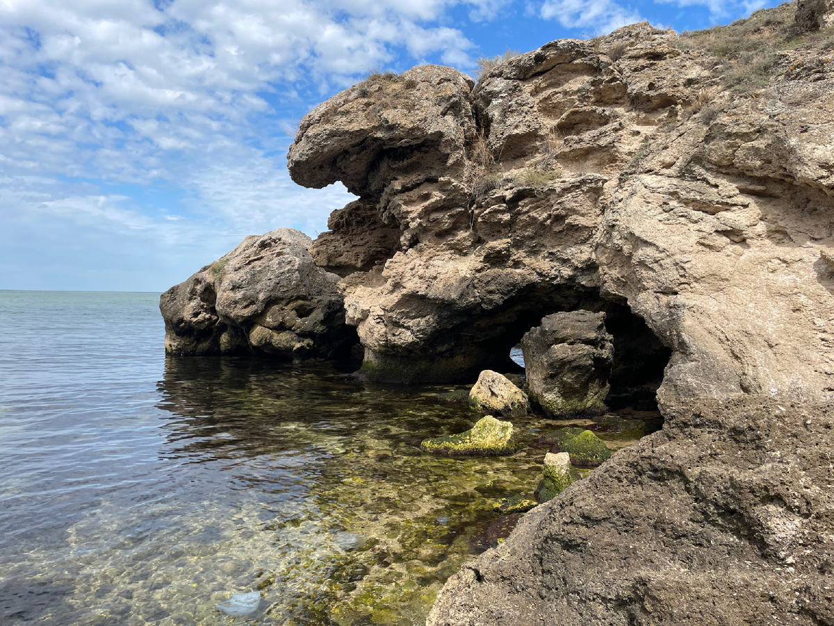 Из грота под гигантской черепахой будто выглядывает пес-бульдог - сторож этих мест😊