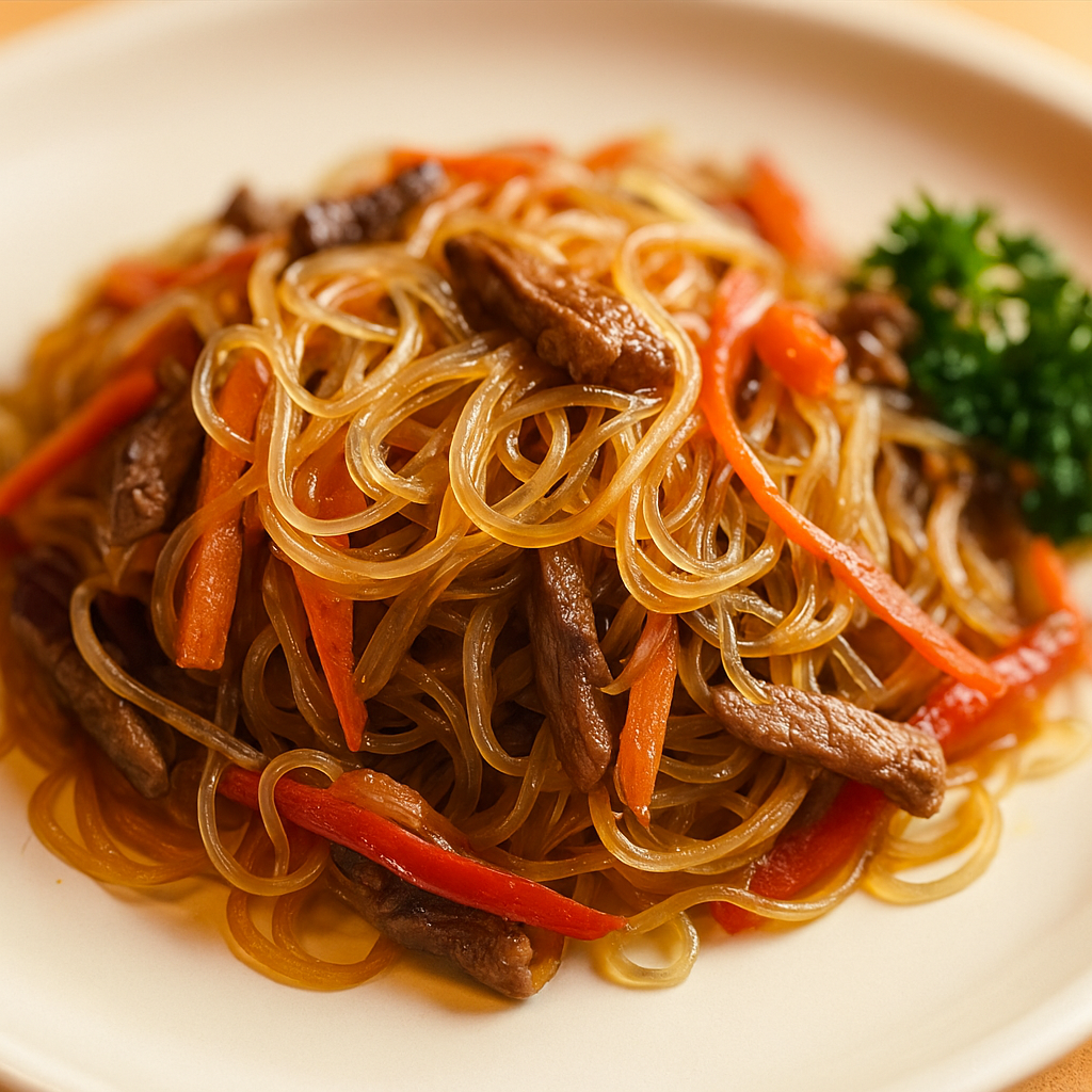 Фунчоза с мясом и овощами 