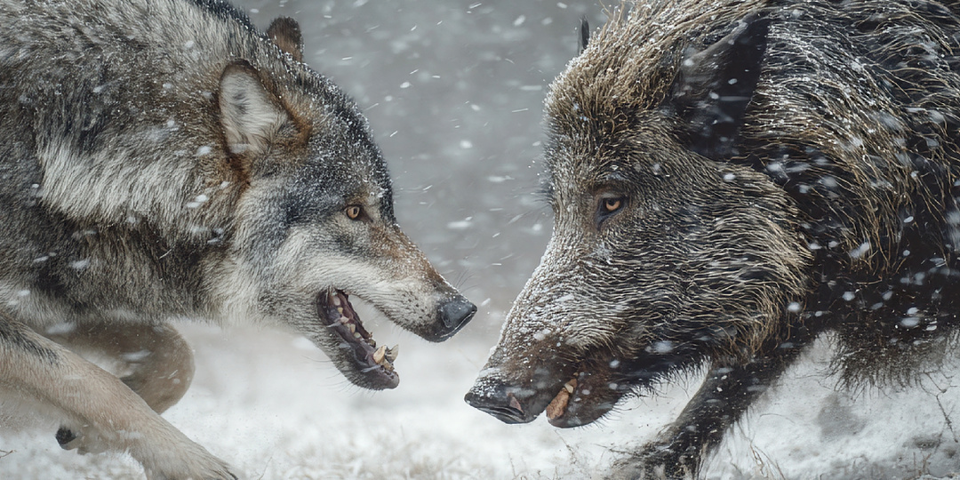 Почему ни один волк не сможет победить взрослого кабана