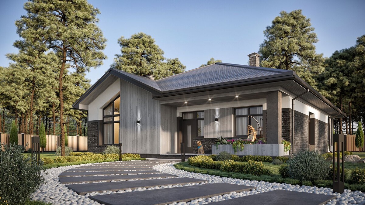 *Одноэтажный готовый проект индивидуального жилого дома  общей площадью 118 кв.м