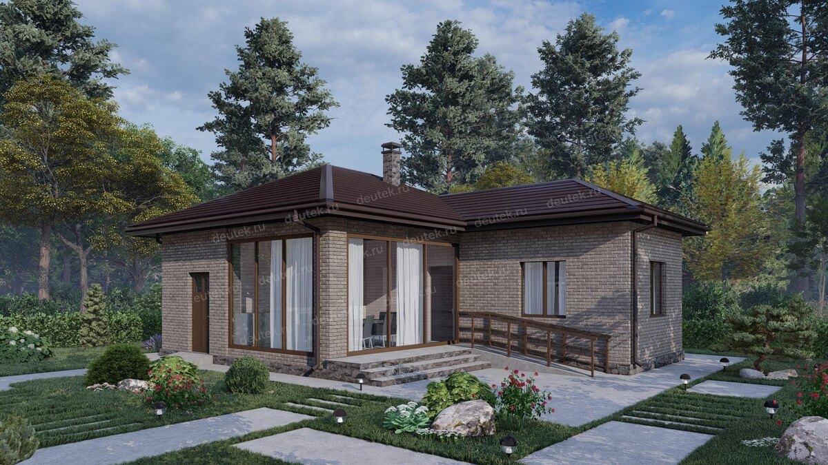 Проект бани 64 м2 с сауной и верандой