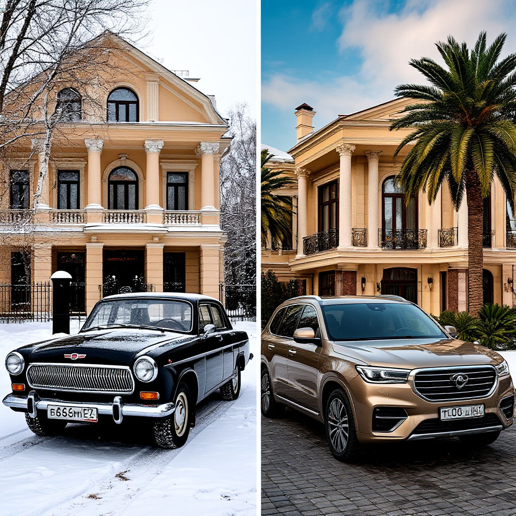 Жизнь номенклатуры в СССР и жизнь номенклатуры сейчас, изображение создано сетью Шедеврум