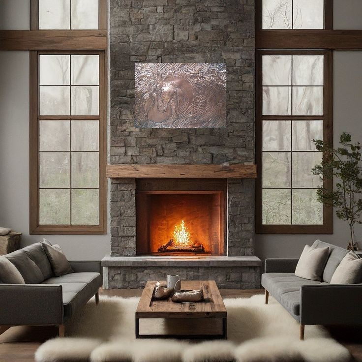 Чеканка в интерьере .  Конь Огонь. Панно.Медь. 60 х 75 .Иркутск 2025 г.